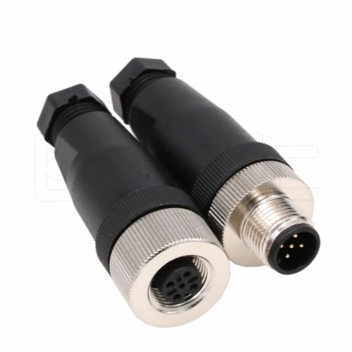 Eonvic M12 5-poliger Stecker und Buchse, A-Code, kreisförmiger Luftfahrtstecker, industrieller Sensor-Stecker, 60 V, 4 A, wasserdicht, gerade, 12 mm Stecker, Kabeladapter von EONVIC