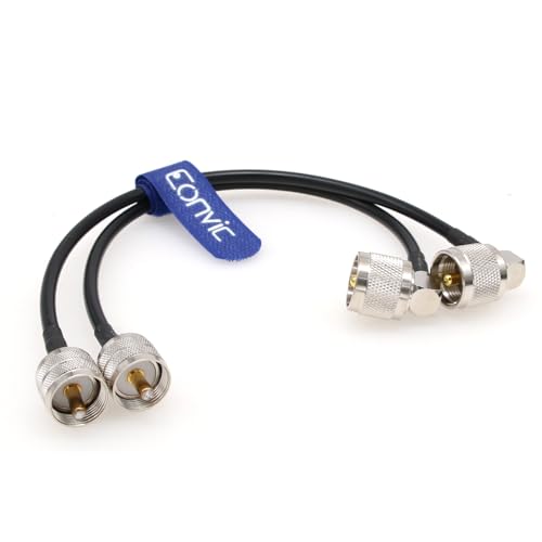 Eonvic UHF Stecker auf Stecker PL-259 niedrigen Verlust digitale 50 Ohm RG58 Koaxialkabel für Schinken und CB-Radio, Antennenanalysator, Dummy-Last, SWR-Meter (rechts Winkel, 30 cm 2 Stück) von EONVIC