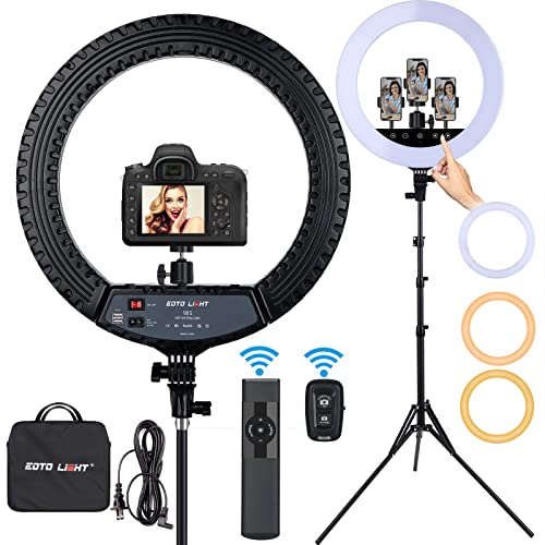 EOTO Light Verbessertes 18-Zoll-LED-Ringlicht mit Stativständer, Ringlicht mit Touchpanel für Make-up-Studio-Portrait-YouTube-Vlog-Videoaufnahmen mit Tragetasche und Fernbedienung, CRI>90 EOTO Light Verbessertes 18-Zoll-LED-Ringlicht mit Stativständer, Ringlicht mit Touchpanel für Make-up-Studio-Portrait-YouTube-Vlog-Videoaufnahmen mit Tragetasche und Fernbedienung, CRI>90 von EOTO LIGHT