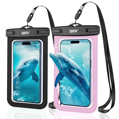 EOTW wasserdichte Handyhülle IPX8 Tasche Wasserfeste Handy hülle kompatibel für iPhone 15 14 13 12 Pro, Galaxy S23+ S22+ bis zu 7", Super Hülle für den Strand und Tauchen,Schwarz+Rosa von EOTW