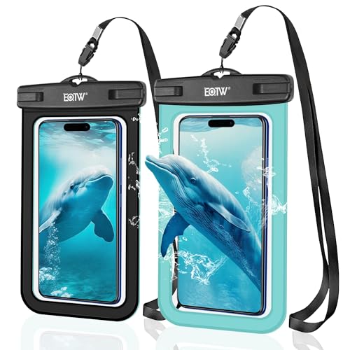 EOTW wasserdichte Handyhülle IPX8 Tasche Wasserfeste Handy hülle kompatibel für iPhone 15 14 13 12 Pro, Galaxy S23+ S22+ bis zu 7", Super Hülle für den Strand und Tauchen,Schwarz + Grün von EOTW