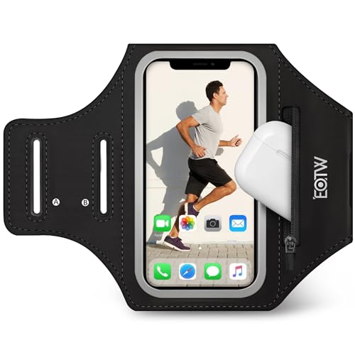 Handytasche Joggen Sportarmband Handyhalterung Arm mit Airpods Tasche für iPhone 16/15/14/13/12 Pro Max Galaxy S24+/S23+/S22/S21/S20 (6,2"~6,8") von EOTW