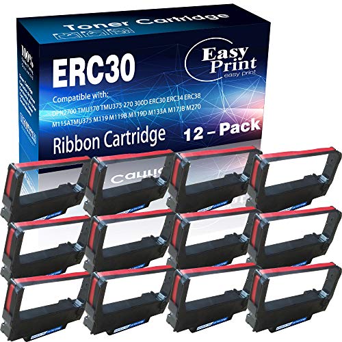 EasyPrint ERC-30 ERC 30 34 38 (Schwarz/Rot) kompatibel mit Farbbandkartuschen für Epson M119 M119B M119D M133A M270 M17-JB M52-JB TM-U325 TM-U370 TM-U375 von EP