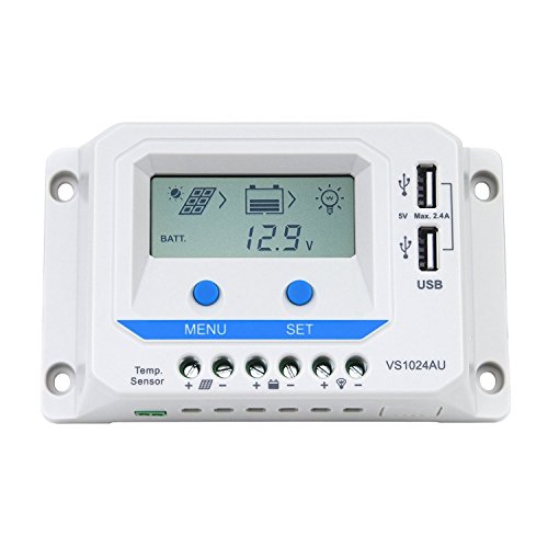 EPEVER® PWM Laderegler 10A, VS1024AU Charge controller, 12V/24V Auto work, 10A 12V/24V mit LCD Dispaly USB Anschluss(VS1024AU) von EPEVER