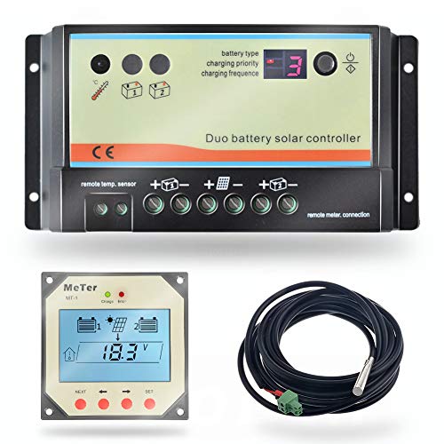 EPEVER PWM 10A Dual Batterieladeregler, 12V/24V Auto für Wohnmobile, Boote, Wohnwagen, Busse oder Solarsysteme mit zwei Batterien (DB 10A + MT1 + RTS) von EPEVER