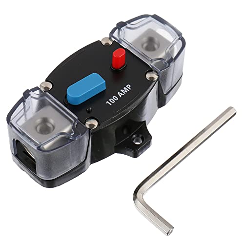 EPLZON 100A 12-48 Volt DC Selbstauslöser mit manuellem Reset-Knopf für Auto, Wohnmobil, Boot (100Amp) von EPLZON