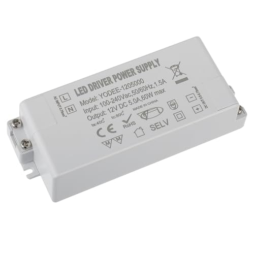 EPLZON 12V 60W LED Transformator Treiber Elektronischer Transformator LED Treiber Konstantspannungs Schaltnetzteil für LED-Leuchtenbeleuchtung LED Streifen LED Glühbirne und Türklingel von EPLZON