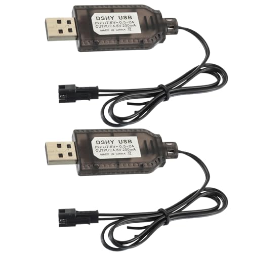 EPLZON 4,8 V Akku Ladekabel, SM-2 Pin Stecker Adapter, Verwendet auf RC Flugzeug, RC Panzer, RC Modellfahrzeug, Buggy Auto, LKW, Boot (2 Stück) von EPLZON