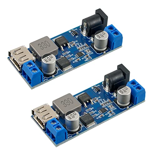 EPLZON DC 6V 9V 12V 24V bis DC 5V 5A Abwärtswandlermodul V-36V Abwärtswandler auf DC 5V-5.3V 5.2V 3.5-6A Transformator Spannungsregler Leistungsmodul mit Zwei Ausgängen (Packung mit 2 Stück) von EPLZON