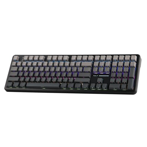EPOMAKER Aula F108 Kabellose Gaming-Tastatur, Mechanische Tastatur mit 8000mAh Akku, 108 Hot-Swap-fähige und Programmierbare Tasten, RGB Backlight, für Mac/PC/Android (SchwarzOmbre, Greywood V3) von EPOMAKER