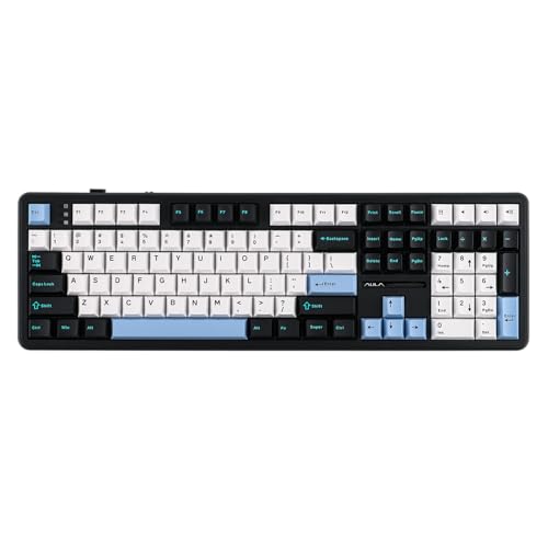 EPOMAKER Aula F108 Kabellose Gaming-Tastatur, Mechanische Tastatur mit 8000mAh Akku, 108 Hot-Swap-fähige und Programmierbare Tasten, RGB Backlight, für Mac/PC/Android (SchwarzWeißBlau, Greywood V3) von EPOMAKER