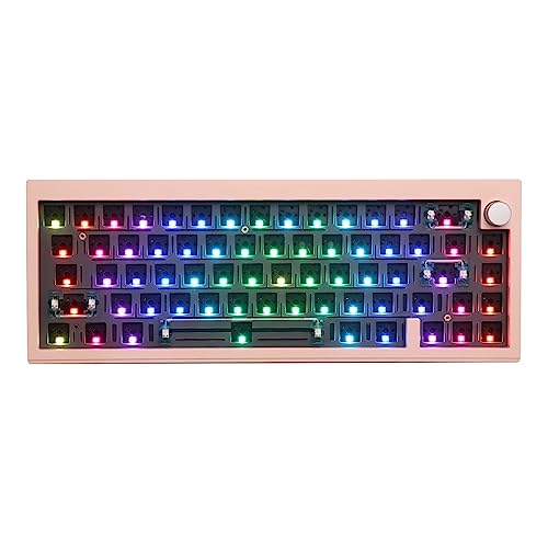 EPOMAKER CIDOO V65 Bluetooth Gaming Tastatur DIY Kit, 65%% Hot Swap Gasket Mount, mit VIA programmierbarer Software, Aluminium CNC Gehäuse, Poron Foam, Knopf für Win/Mac(Pink) von EPOMAKER