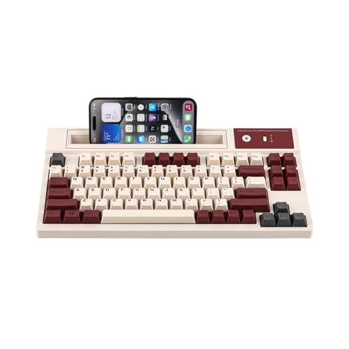 EPOMAKER DynaTab75 Mechanische Tastatur mit Steckplatz für Tablet/iOS/Android. Bluetooth/2,4 GHz/USB-C in Gasket, mit Hot-Swap, RGB-Licht, 5000 mAh Schnellladung (Red, Wisteria Linear) von EPOMAKER