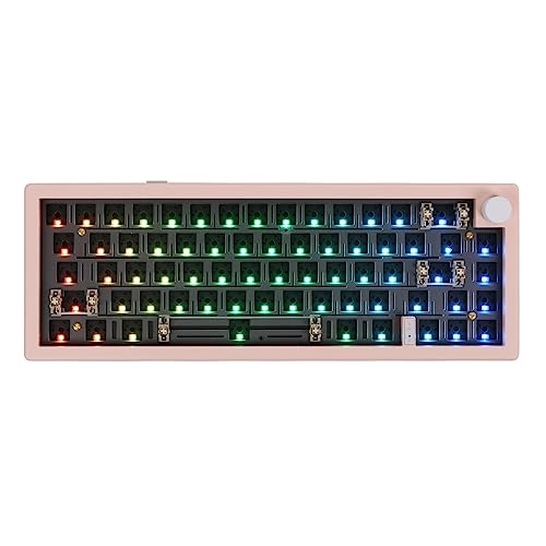 EPOMAKER EK68 65% Bluetooth Gaming Tastatur DIY Kit, Hotswap Gasket Mount PCB Mounting Plate Mechanische Tastatur mit Nach Süden Gerichteten LEDs, Triple Mode, VIA programmierbar für Win/Mac (Rosa) von EPOMAKER