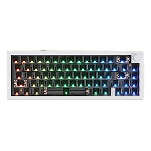 EPOMAKER EK68 65% Bluetooth Gaming Tastatur DIY Kit, Hotswap Gasket Mount PCB Mounting Plate Mechanische Tastatur mit Nach Süden Gerichteten LEDs, Triple Mode, VIA programmierbar für Win/Mac (Weiß) von EPOMAKER