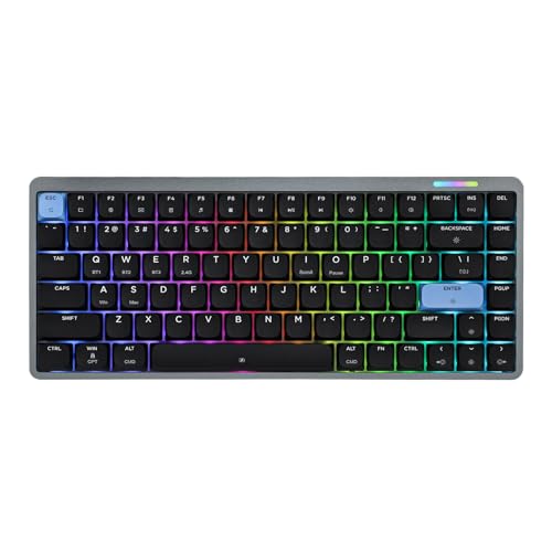 EPOMAKER Luma84 Low Profile Aluminium Mechanische Tastatur, QMK/VIA Programmierbar, Tri-Mode Kabellos, Win/MAC/Linux Kompatibel, RGB Backlight (Schwarz&Blau, Gateron Low-Profile-Braun-Schalter) von EPOMAKER