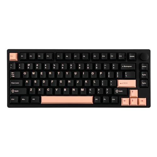 EPOMAKER P75 Aluminium Mechanische Tastatur Kabellos, Thocky Gasket Hot-Swap Gaming-Tastatur RGB, Bluetooth 5.0/2,4 GHz/USB-C,für PC/Laptop/PS/Xbox (Schwarz Rosa, Zebra Switch) von EPOMAKER