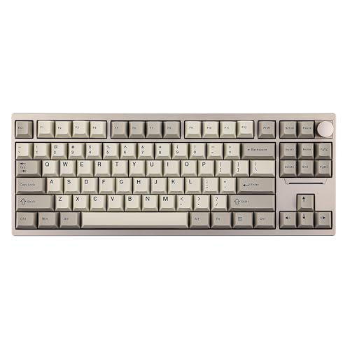 EPOMAKER P87 Gaming-Tastatur Aluminium 2.4G-Kabellose, QMK/VIA Programmierbare mechanische Tastatur, 87% US Bluetooth Tastatur mit Metallknopf und RGB (Retro Weiß, Wisteria Tactile) von EPOMAKER