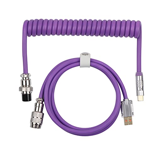 EPOMAKER Puff Aviator Coiled USB Kabel, Typ C abnehmbares mechanisches Gaming-Tastaturkabel für Mac/Win/Gamers (Puff Purple), PUFF-PURPLE2023011502 von EPOMAKER