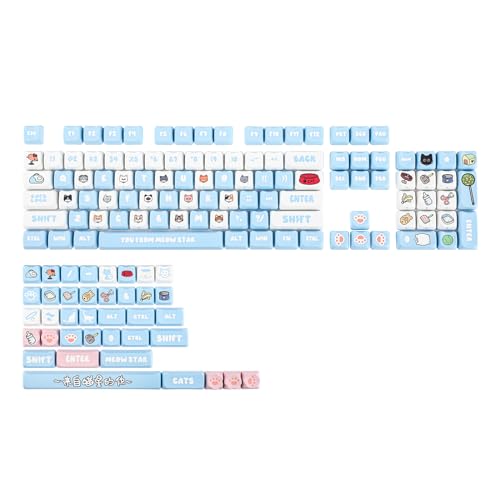 EPOMAKER PurrCap 142 Tasten PBT-Tastenkappen-Set, Farbsublimation, niedliche Tastenkappe für mechanische Gaming-Tastatur, kompatibel mit Cherry Gateron Kailh Otemu MX Structure von EPOMAKER