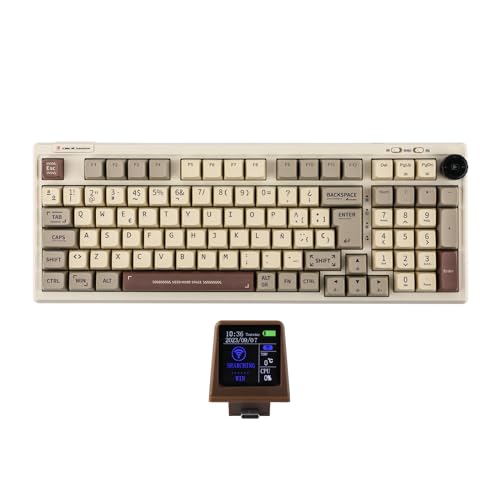 EPOMAKER RT100 ISO (Español) Teclado Mecánico Con Mini TV personalizable. 98 Teclas, Gasket, knob, 5000mAh, Hot-Swap, Bluetooth/2.4ghz/USB-C para Mac/PC/Game (ES Retro, Sea Salt Silent Switch) von EPOMAKER