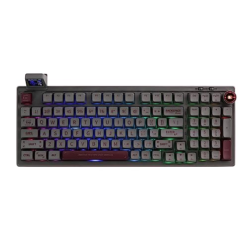 EPOMAKER RT100 Mechanische Tastatur Gasket mit anpassbarem Display, Bluetooth/2.4G/USB, Drehregler, Hot Swap, 5000mAh Akku, RGB für Win/Mac/Gaming (Black (US QWERTY), Gateron Pro Yellow) von EPOMAKER