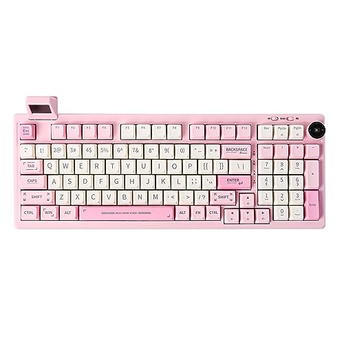 EPOMAKER RT100 Mechanische Tastatur Gasket mit anpassbarem Display, Bluetooth/2.4G/USB, Drehregler, Hot Swap, 5000mAh Akku, RGB für Win/Mac/Gaming (Pink (US QWERTY), Epomaker Flamingo Switch) von EPOMAKER