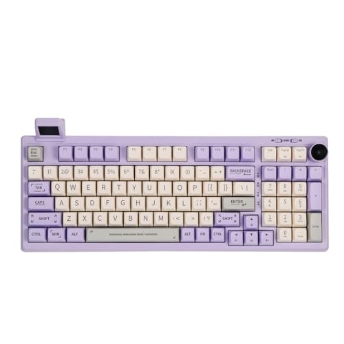 EPOMAKER RT100 Mechanische Tastatur Gasket mit anpassbarem Display, Bluetooth/2.4G/USB, Drehregler, Hot Swap, 5000mAh Akku, RGB für Win/Mac/Gaming (Purple (US QWERTY), Epomaker Flamingo Switch) von EPOMAKER