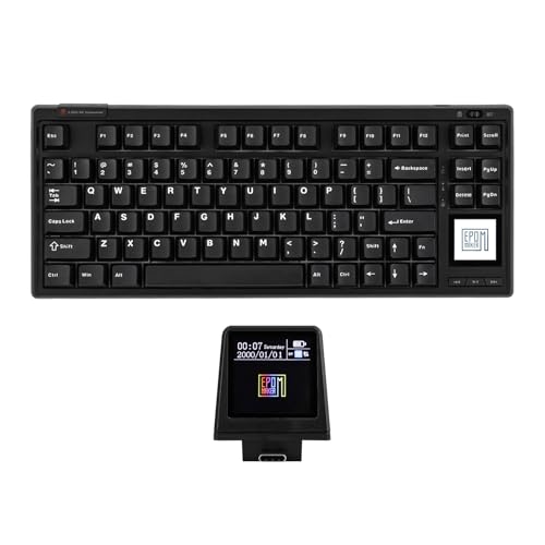 EPOMAKER RT80 Kabellose Gaming-Tastatur, Tri-Mode 75% mechanische Tastatur, Hot-Swap Creamy Custom-Tastatur, mit Touchscreen und Mini-Display, NKRO für Bürospiele (Schwarz, Flamingo Linear Switch) von EPOMAKER