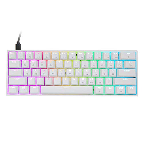 EPOMAKER SKYLOONG SK61 GK61 60% Mechanische Tastatur mit Kabel, RGB beleuchtet, Optical hot swap und Anpassbares, ABS Doubleshot, QWERTY staubdicht für PC/Mac/Gamer (Weiß, Gateron Optical Blau) von EPOMAKER