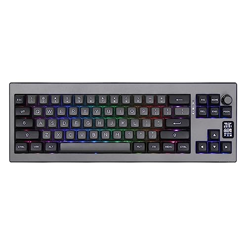 EPOMAKER Shadow-X Gasket Mechanische Tastatur, Hot Swappable 2.4ghz/Bluetooth/USB-C Gaming Tastatur mit Bildschirm, 3000mAh Akku, Poron-Schaum, Silikon-Pad für Win/macOS (Flamingo Switch) von EPOMAKER