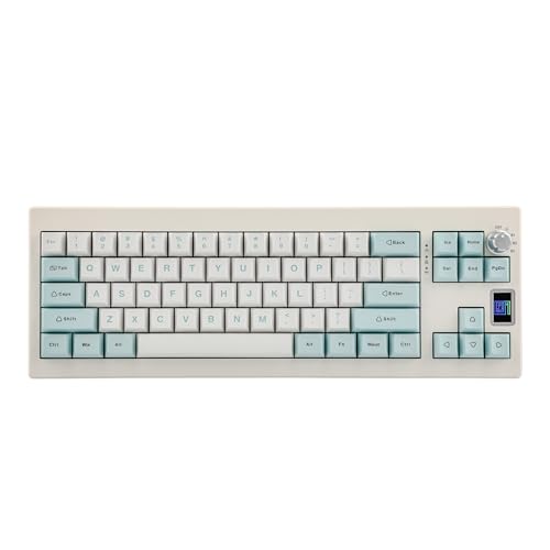 EPOMAKER Shadow-X Gasket Mechanische Tastatur mit Kabel/Bluetooth/kabellos, mit Hot Swap, Bildschirm, 3000mAh Akku für Win/macOS (White Blue, Epomaker Flamingo Switch) von EPOMAKER