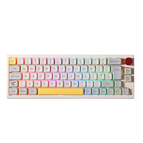 EPOMAKER TH66 Pro ISO Layout 65% Hot Swappable RGB 2.4Ghz/Bluetooth 5.0/Kabelgebundene Mechanische Gaming Tastatur mit MDA PBT Tastenkappen, 2200mAh Langzeit-Akku, Knopfsteuerung für Mac/Win von EPOMAKER