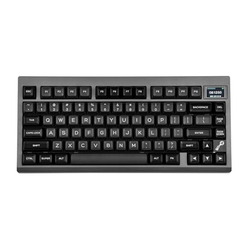 EPOMAKER TH80 PRO V2 Mechanische Tastatur mit RGB-Bildschirm. Gasket Gaming-Tastatur Bluetooth/2,4 GHz/USB-C mit VIA Programming, nach Süden gerichteter LED für Mac/Win (Black, Wisteria Linear Switch) von EPOMAKER