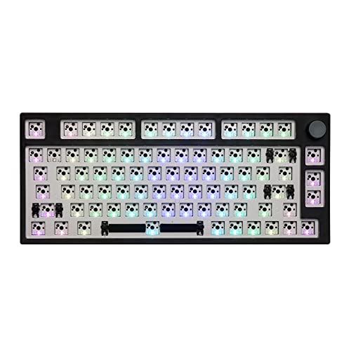 EPOMAKER TH80 Pro 75% 80 Tasten Hot Swappable Triple Mode Mechanische Gaming-Tastatur PCB Montageplatte Kit mit Dümpfer Schaumstoffe,Kompatibel mit 3/5Pin-Schalter für WIN/MAC/PS4/PS5/Xbox (Schwarz) von EPOMAKER