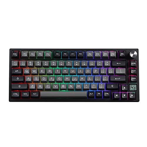 EPOMAKER TH80 SE Gasket 75% Mechanische Tastatur, NKRO Hot Swappable RGB Triple Mode Gaming Tastatur mit Poron/Eva Schaumstoff, Drehregler für E-Sport/Windows/Mac (Black Silver, Flamingo Switch) von EPOMAKER