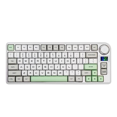 EPOMAKER TH80-X Gasket Mechanische Tastatur, 75%% Layout Hot-swap mit 4000mAh Akku, LCD Bildschirm, NKRO, RGB für Gaming/Office/Win/Mac (TH80-X Gray, Epomaker Flamingo Switch) von EPOMAKER