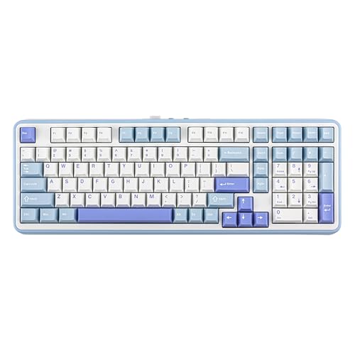 EPOMAKER TH99 Tri-Mode Kabellos Mechanische Tastatur Hot Swap Custom, RGB Gasket Creamy Gaming-Tastatur mit Nummernblock, für PC/Mac/Büro/Gaming (Weiß, Creamy Jade) von EPOMAKER