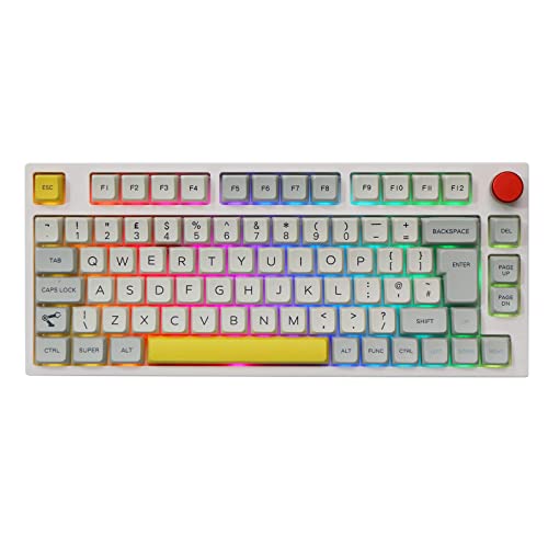 EPOMAKER Theory TH80 PRO ISO(UK) 75% Hot Swap RGB 2.4Ghz/Bluetooth 5.0/Kabelgebundene Mechanische Tastatur mit MDA PBT Tastenkappen, Knopfsteuerung für WIN/Mac/PS4/PS5/Xbox (Budgerigar Switch) von EPOMAKER