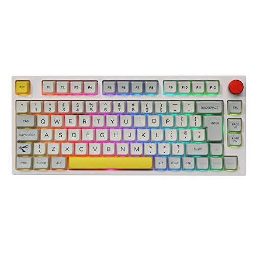 EPOMAKER Theory TH80 PRO ISO(UK) 75% Hot Swap RGB 2.4Ghz/Bluetooth 5.0/Kabelgebundene Mechanische Tastatur mit MDA PBT Tastenkappen, Knopfsteuerung für WIN/Mac/PS4/PS5/Xbox (Flamingo Switch) von EPOMAKER