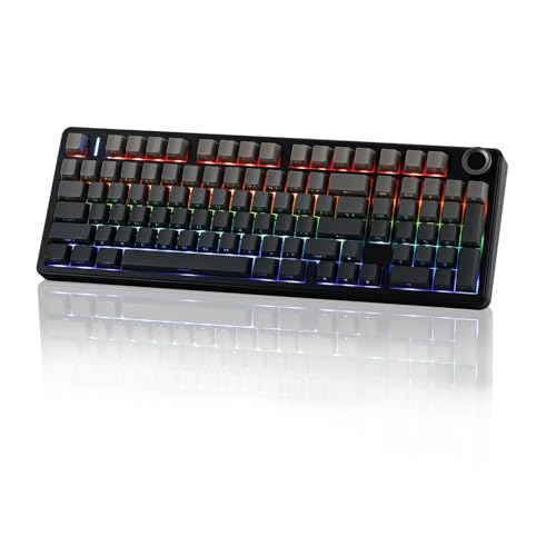 EPOMAKER X Aula F99 PRO Mechanische Gaming Tastatur 2.4GHz/Type-C/BT5.0, Hot-Swap-fähige Custom-Tastatur mit 8000mAh-Akku, linear Switch und RGB-Beleuchtung (Farbverlauf Schwarz) von EPOMAKER