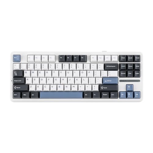 EPOMAKER x Aula F87 Pro Gasket Mechanische Tastatur kabellos/Bluetooth/USB-C, mit Hot-Swap, RGB-Hintergrundbeleuchtung, Seitenlicht (White Blue Grey, Graywood V3 Switch) von EPOMAKER