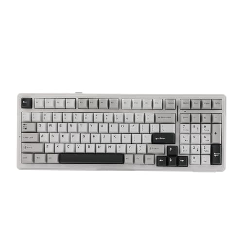 EPOMAKER x Aula F99 Kabellose mechanische Tastatur, Tastatur Gasket mit Hot-Swap, Polsterung, Bluetooth, 8000 mAh, NKRO, RGB, für Gaming/Win/Mac(F99 Grey, Graywood Switch) von EPOMAKER