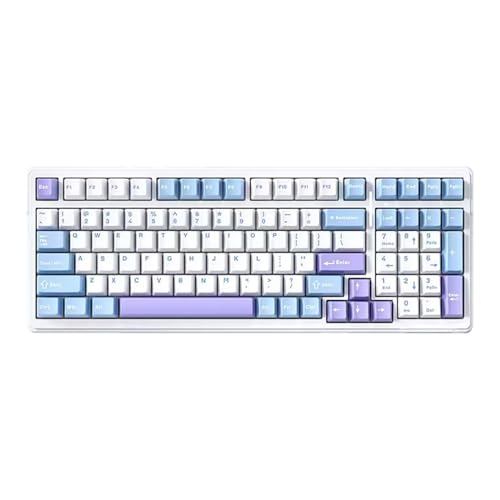 EPOMAKER x Aula F99 Kabellose mechanische Tastatur, Tastatur Gasket mit Hot-Swap, Polsterung, Bluetooth, 8000 mAh, NKRO, RGB, für Gaming/Win/Mac(F99 Purple, Graywood Switch) von EPOMAKER