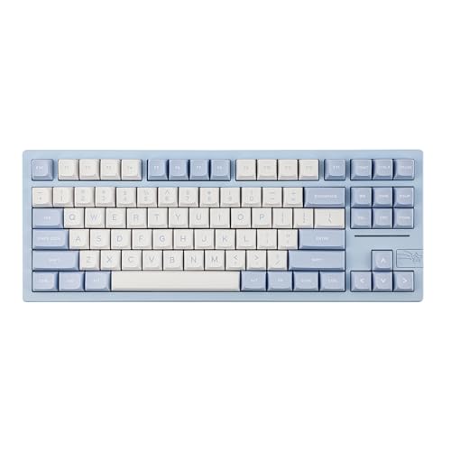 EPOMAKER x Feker Galaxy80 Gaming MechanischeTastatur Gasket, aus Aluminiumlegierung, Bluetooth/Wireless/USB-C, mit Hot-Swap, NKRO, fur Win/Mac/Gamer (Blue, Marble White Switch) von EPOMAKER