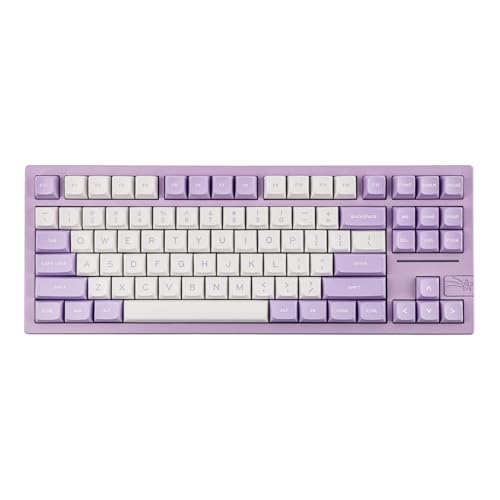 EPOMAKER x Feker Galaxy80 Gaming MechanischeTastatur Gasket, aus Aluminiumlegierung, Bluetooth/Wireless/USB-C, mit Hot-Swap, NKRO, fur Win/Mac/Gamer (Purple, Marble White Switch) von EPOMAKER