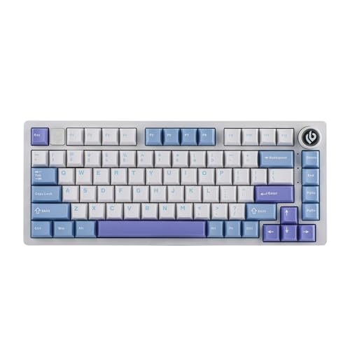 EPOMAKER x LEOBOG Hi75 Mechanische Tastaturen aus Aluminiumlegierung, Gasket Gaming-Tastatur mit Kabel, programmierbare, Hot-Swap, NKRO für Win/Mac (White Purple, Ice Cyan Switch) von EPOMAKER