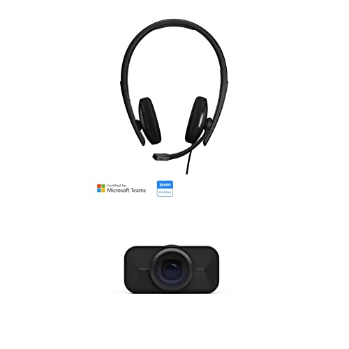 EPOS I SENNHEISER C10 USB Headset mit Mikrofon | Headphones mit Kabel BrainAdapt-Technologie, Black + S6 Webcam | 4K-Webcam mit Mikrofon für Desktop Webcam 4K-Gaming-oder Streaming-Kamera von EPOS