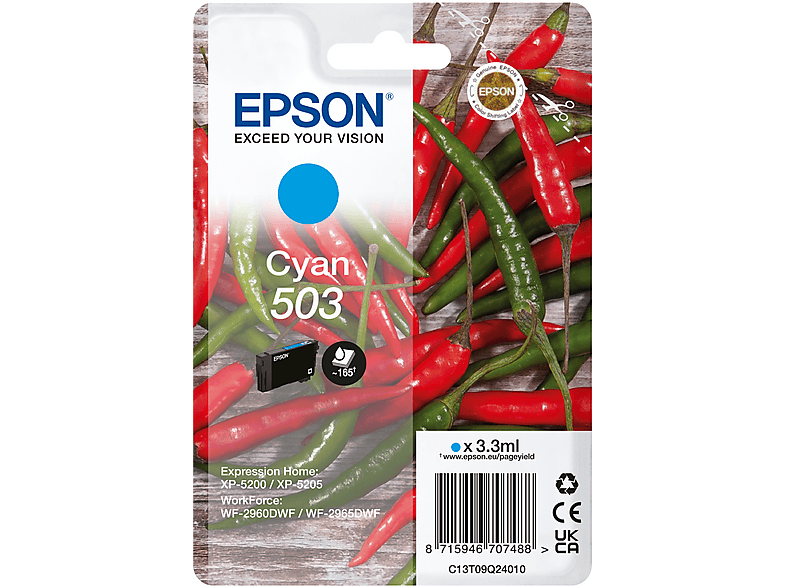 EPSON Chili, 503 Tintenpatrone Cyan (C13T09Q24010) von EPSON