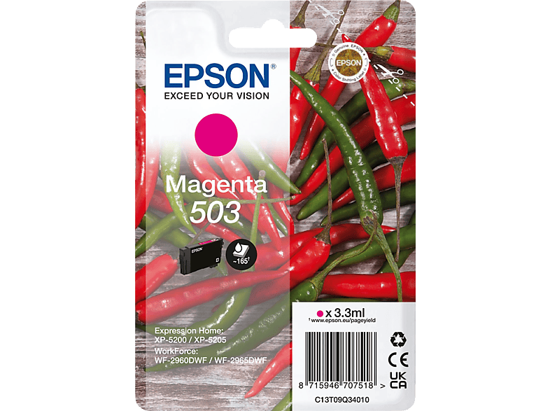 EPSON 503 Singlepack Tintenpatrone Magenta (C13T09Q34010) von EPSON